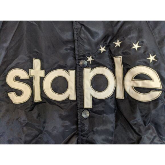 Staple Bomber Blue Jacket Button Snaps Outdoors Stylish Men's Size XL - Picture 4 of 5